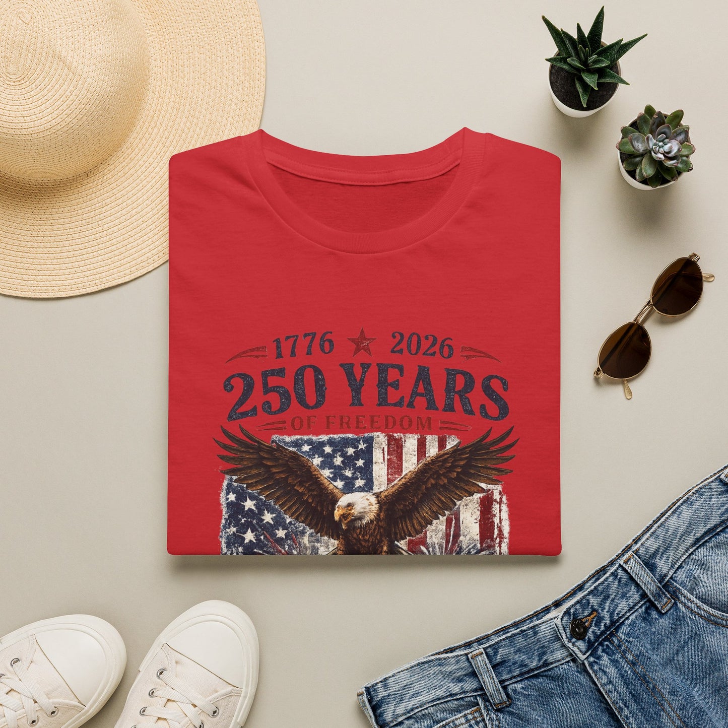 250 Years of Freedom Eagle T-Shirt — 1776–2026 Patriotic Anniversary Tee
