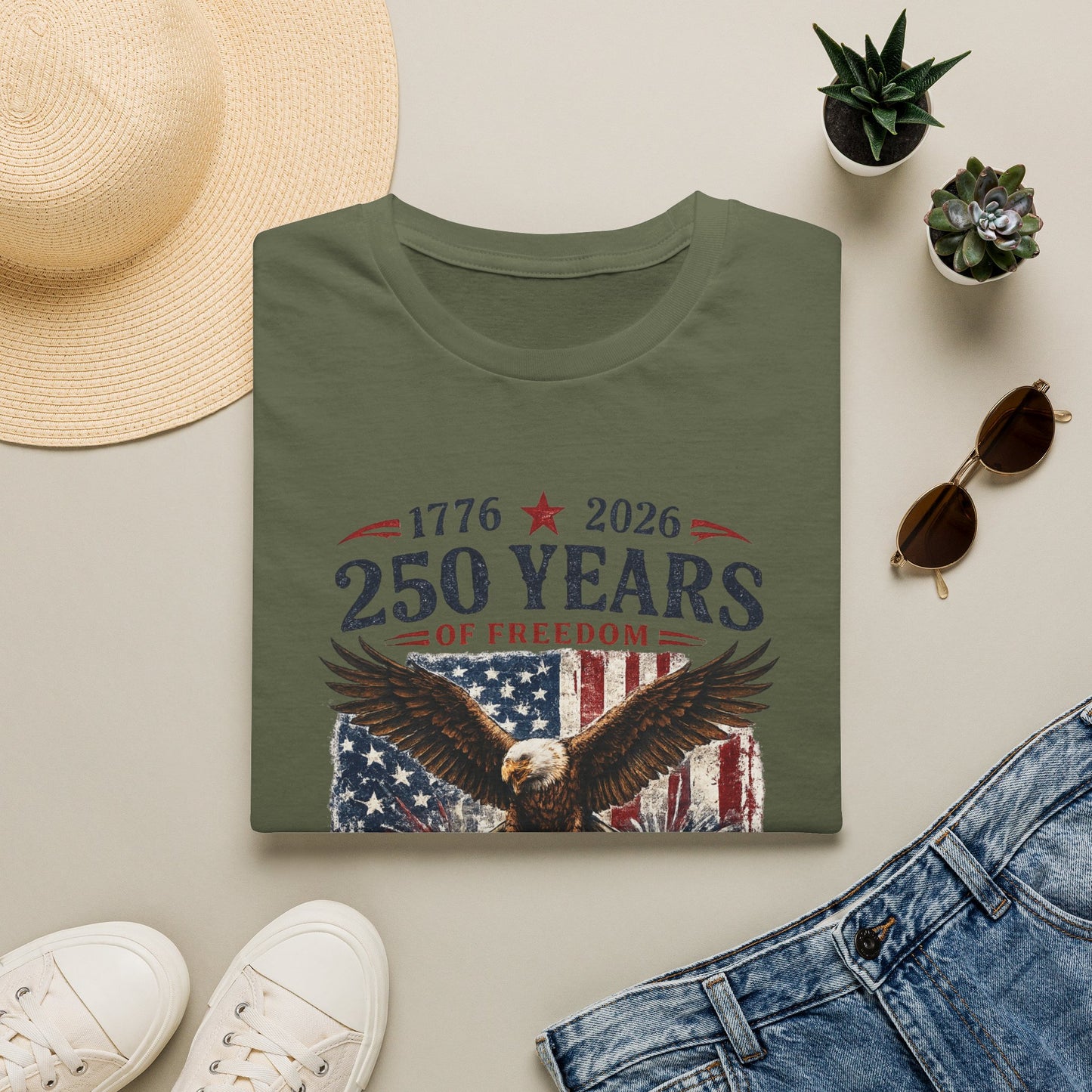 250 Years of Freedom Eagle T-Shirt — 1776–2026 Patriotic Anniversary Tee