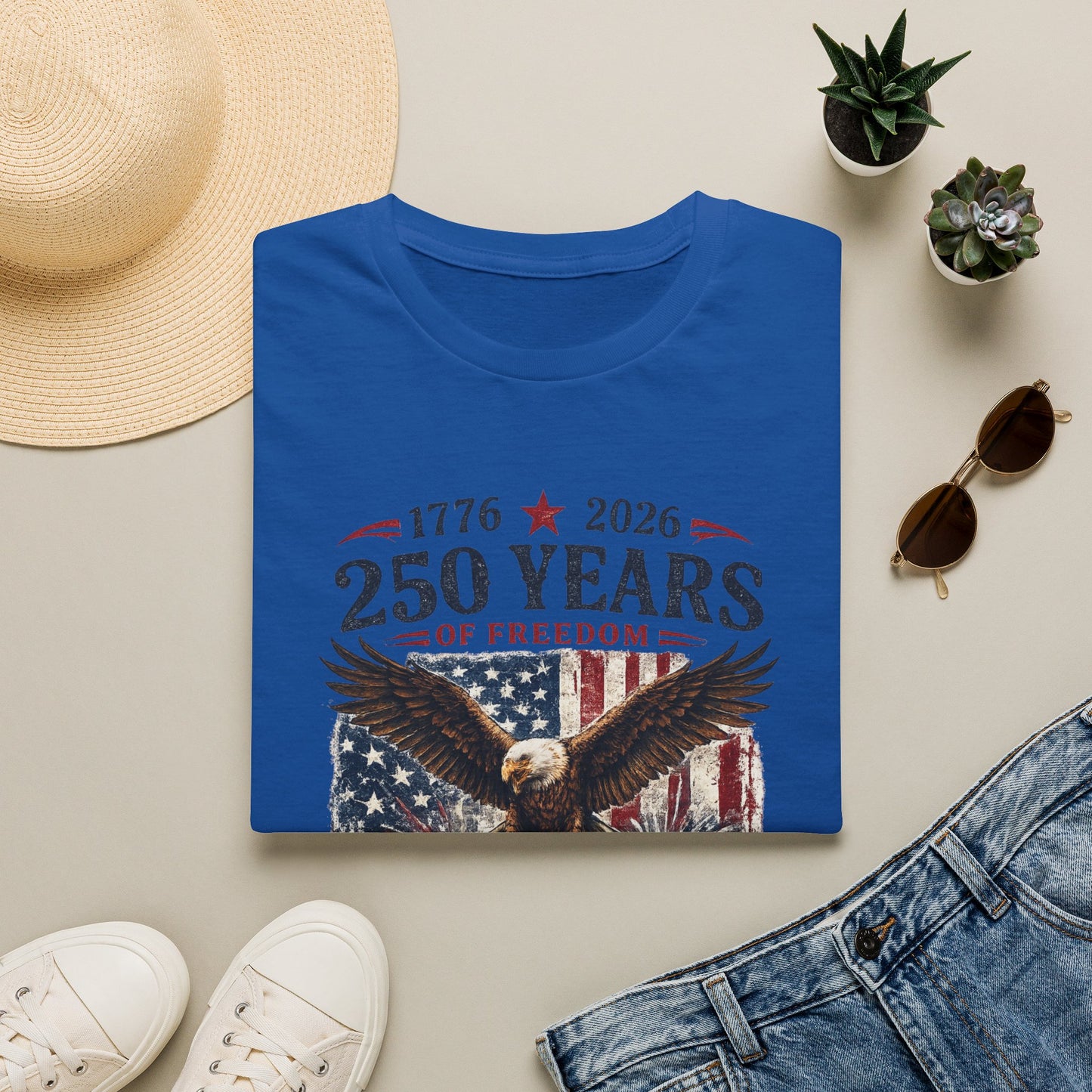 250 Years of Freedom Eagle T-Shirt — 1776–2026 Patriotic Anniversary Tee