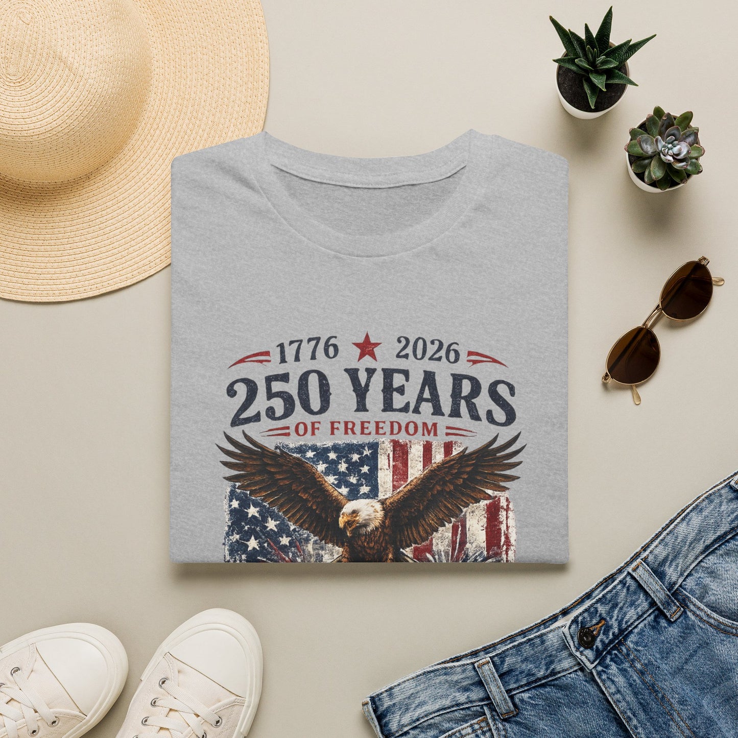 250 Years of Freedom Eagle T-Shirt — 1776–2026 Patriotic Anniversary Tee