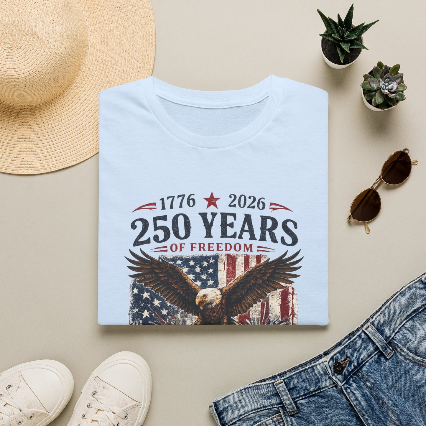 250 Years of Freedom Eagle T-Shirt — 1776–2026 Patriotic Anniversary Tee