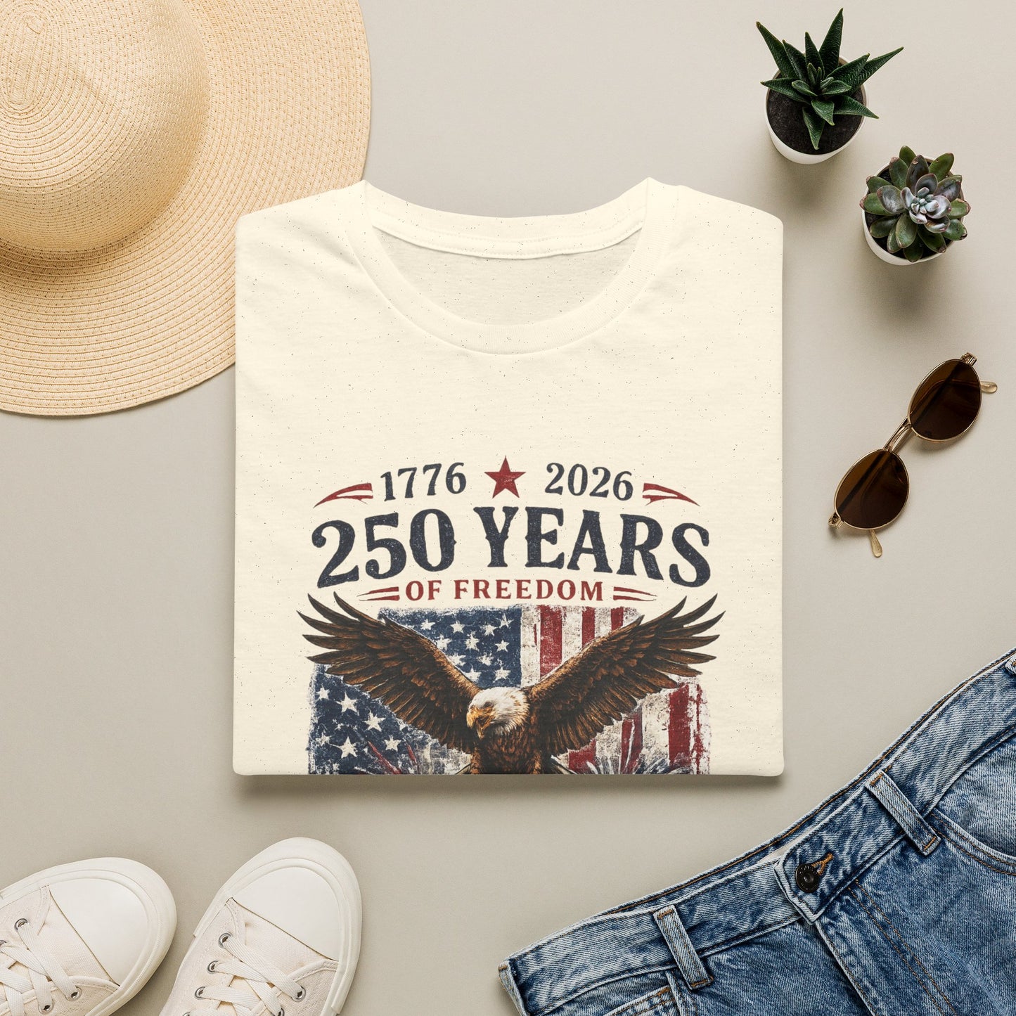250 Years of Freedom Eagle T-Shirt — 1776–2026 Patriotic Anniversary Tee