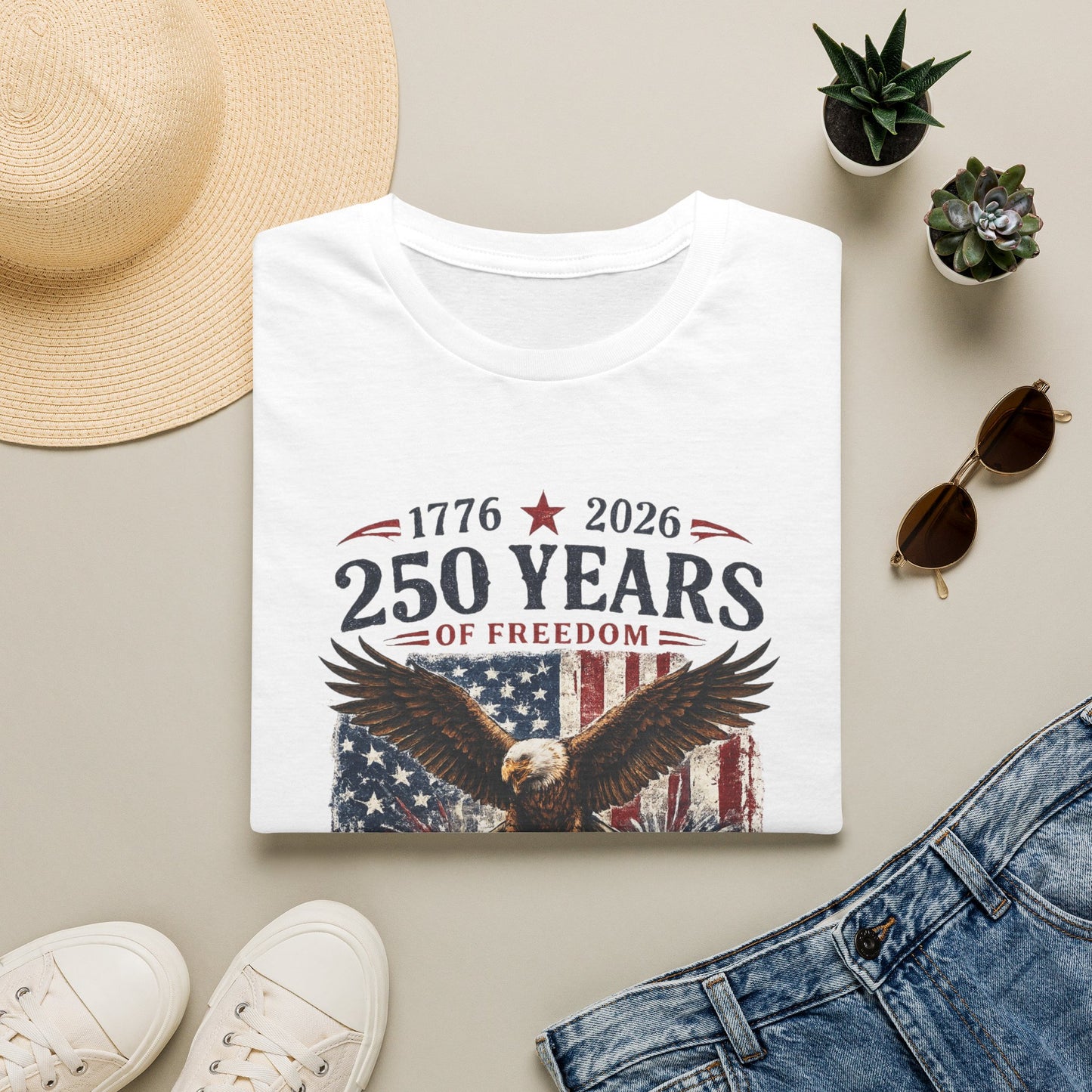 250 Years of Freedom Eagle T-Shirt — 1776–2026 Patriotic Anniversary Tee