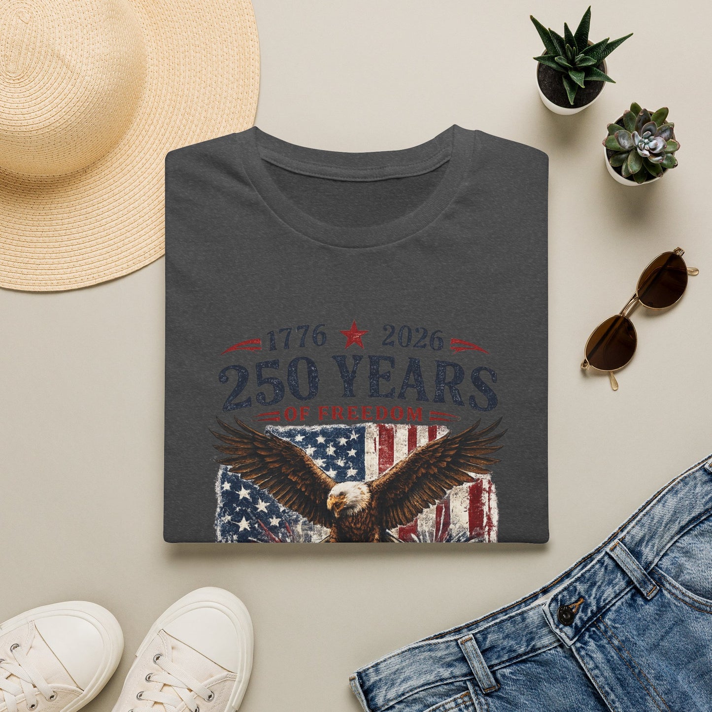 250 Years of Freedom Eagle T-Shirt — 1776–2026 Patriotic Anniversary Tee